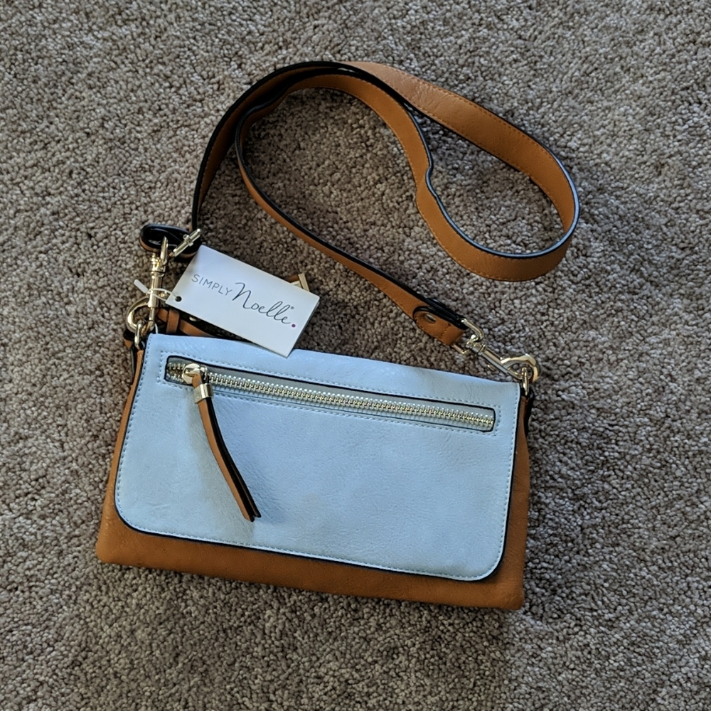 Simply Noelle Tan and Blue Crossbody bag